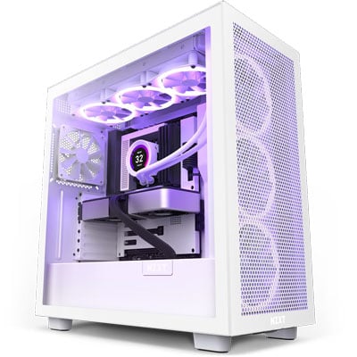 NZXT H7 Flow White - Mid-Tower Airflow PC Gaming Case - Tempered Glass -  Enhanced Cable Management